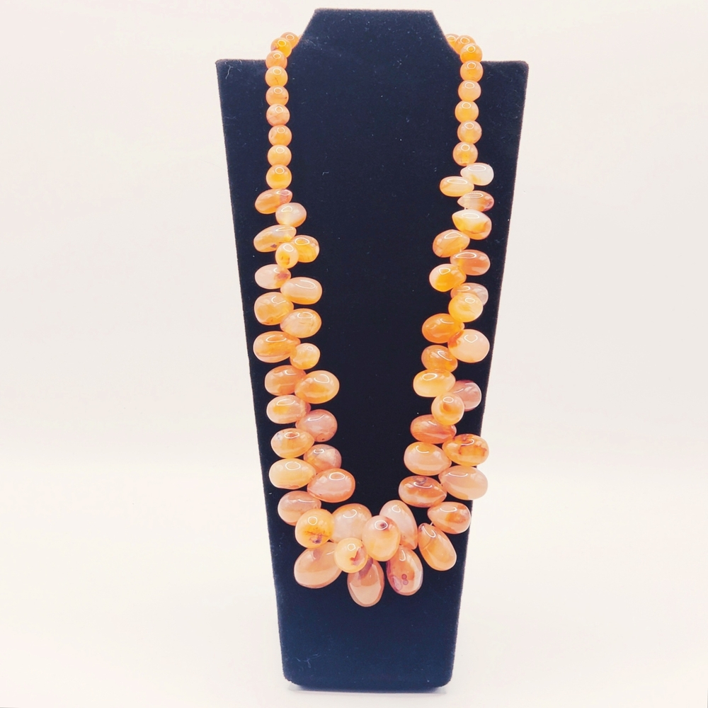 Elegant Orange Exotic Glass Beaded Necklace "Dino Eggs"